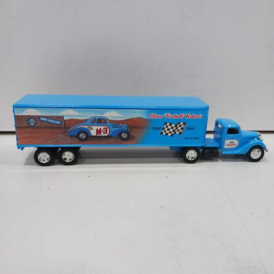 ERTL Fireball Roberts' '37 Ford Tractor Trailer Model IOB image number 3