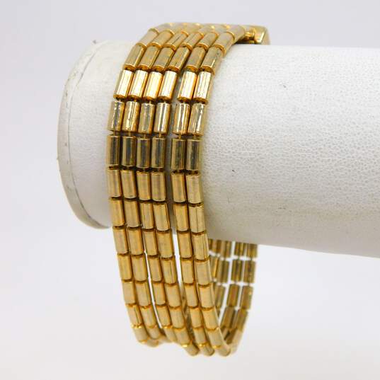 Vintage Kramer Gold Tone Tube Bead Multi Strand Bracelet 51.0g image number 4