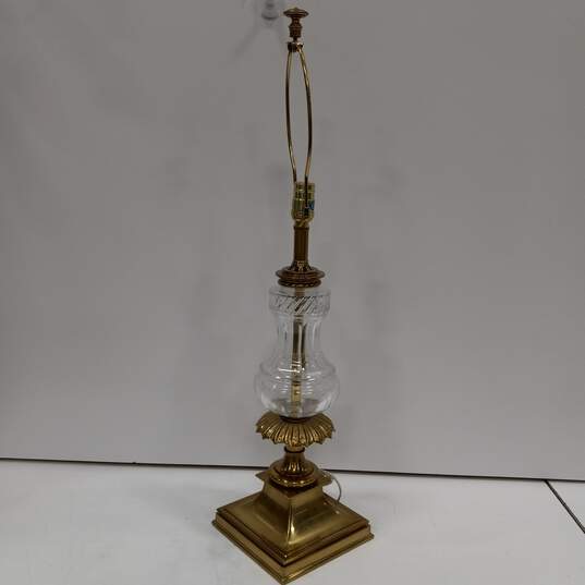 Vintage Brass and Glass Lamp image number 2