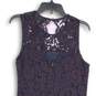 NWT Banana Republic Womens Purple Lace Round Neck Sleeveless Sheath Dress Size 8 image number 4