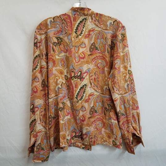 Vintage 100% silk paisley long sleeve button up blouse women's 10 image number 2