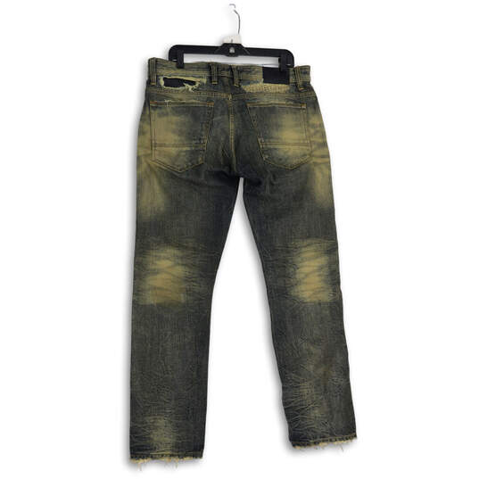 Mens Gold Blue Denim 5-Pocket Design Straight Leg Jeans Size 34/32 image number 2