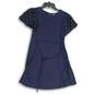 Loft Womens Navy Stretch Round Neck Short Sleeve A-line Dress Size XXSP image number 1