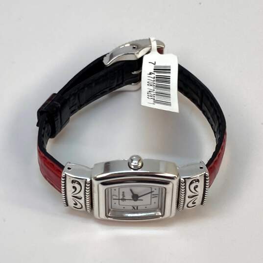 NWT Designer Brighton Waterford Silver-Tone Leather Band Formal Wristwatch image number 3