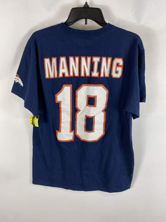 Team Apparel Blue Denver Broncos #18 Manning T-Shirt L NWT image number 2
