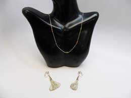 Artisan 925 Southwestern Garnet Peridot Amethyst & Agate Station Beaded Liquid Silver Necklace & Loop Drop Clip On Earrings 10g