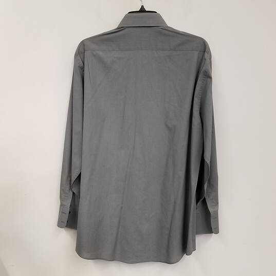 Yves Saint Laurent Mens Gray Pockets Long Sleeve Collared Dress Shirt Size 42 image number 2