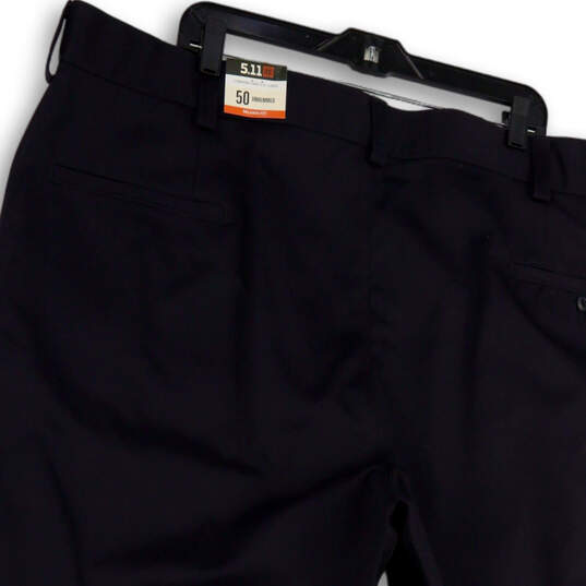 NWT Mens Blue Flat Front Slash Pockets Cropped Formal Dress Pants Size 50 image number 4