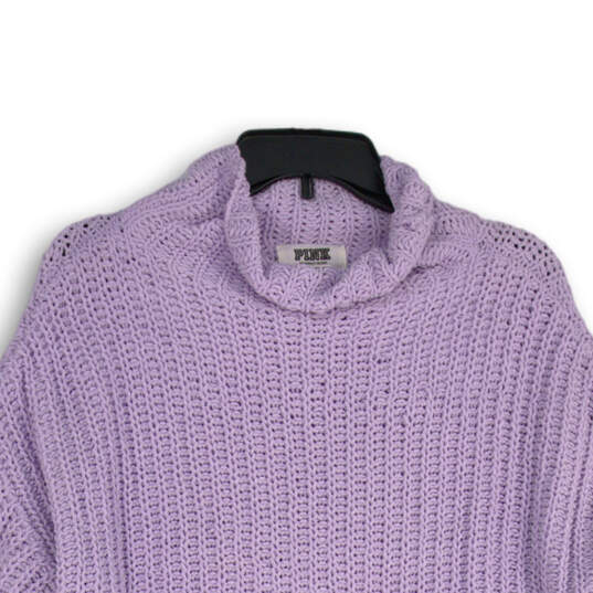 Womens Purple Long Sleeve Turtle Neck Cable Knit Pullover Sweater Size XS image number 3