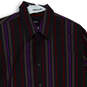 Mens Multicolor Striped Long Sleeve Pointed Collar Button-Up Shirt Size L image number 3