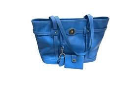 Baby Blue Leather Tote Bag Set
