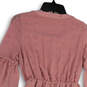 Womens Pink Long Sleeve Tie Waist Fit And Flare Dress Size Small image number 3