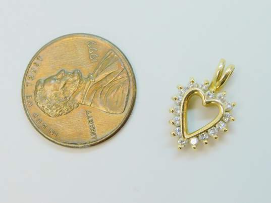 Romantic 14K Yellow Gold Diamond Accent Open Heart Pendant 1.3g image number 3