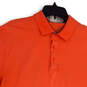Womens Orange Short Sleeve Collared Stretch Side Slit Polo Shirt Size M image number 3