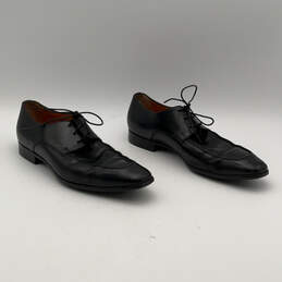 Mens 2605 Black Leather Apron Toe Low Top Lace Up Derby Dress Shoes Size 10 alternative image