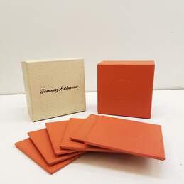 Tommy Bahama Leather Orange Coasters
