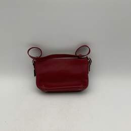 Womens Red Leather Adjustable Strap Charm Zipper Shoulder Purse alternative image