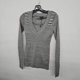 EXPRESS Grey V Neck Long Sleeve Sweater