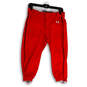 Womens Red Elastic Waist Flat Front Athletic Cropped Pants Size Small image number 1