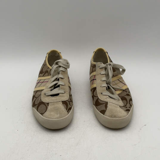 Womens Katelyn Brown Signature Round Toe Low Top Lace-Up Sneaker Shoes Sz 8 image number 1