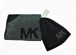 Michael Kors Women's Black & Grey Hat and Scarf Set with Calvin Klein Women's Black and Pink Thin Head or Neck Scarf alternative image