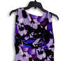Womens Purple Floral Sleeveless V-Neck Ruched Knee Length Wrap Dress Size 8 image number 4