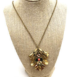 Designer J. Crew Gold-Tone Crystal Clasp Link Chain Pendant Necklace