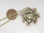 Vintage Frank Kulik Kulikraft 925 Repousse Rose Flower & Leaves Pendant Brooch Twisted Chain Necklace 10.3g image number 4