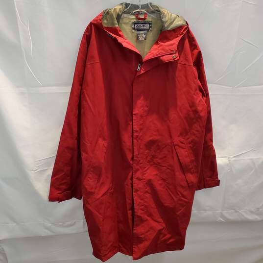 Lands End Red Full Zip Hooded Gore-Tex Rain Jacket Size XL(46-48) image number 1