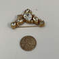 Designer Swarovski Gold-Tone Clear Crystal Cut Drop Stone Brooch Pin image number 3