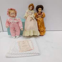 Vintage Porcelain Dolls Assorted 3pc Bundle