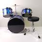Bright Blue With Silver Metal Mini/Kid Music Alley Drum Set With Stool image number 1