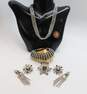 Vintage Icy Rhinestone & Silver Tone Clip-On Earrings Collar Necklace Brooch & Bracelet 94.6g image number 6