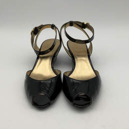 IOB Womens MacKenzie Soft Black Leather Open Toe Slingback Heels Size 9B alternative image