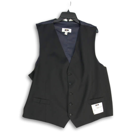 NWT Mens Blue Sleeveless Welt Pocket Single Breasted Suit Vest Size 2X image number 1