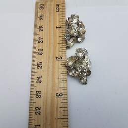 Weiss- Vintages Silvertone Crystal  Clip-On Earrings 9.2g