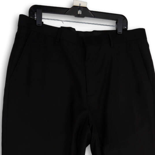NWT Mens Black Flat Front Slash Pocket Straight Leg Dress Pants Size 36x30 image number 3