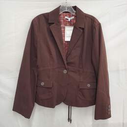 NWT Cabi WM's 100% Cotton Blend Brown Single Button Jacket Size 12