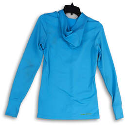 Womens Blue Thumbholes Long Sleeve Hooded Pullover Activewear Top Size S alternative image