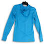 Womens Blue Thumbholes Long Sleeve Hooded Pullover Activewear Top Size S image number 2