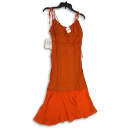 NWT Free People Womens Athena Orange Ruched Back Zip Sheath Dress Size 4