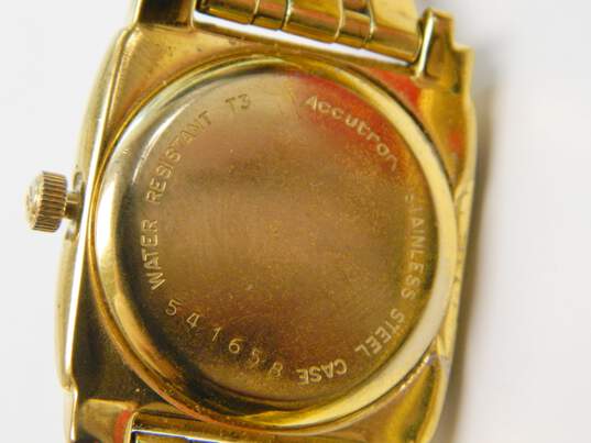 Ladies Bulova Accutron Gold Tone Roman Numeral 7 Jewels Swiss Watch 61.8g image number 6
