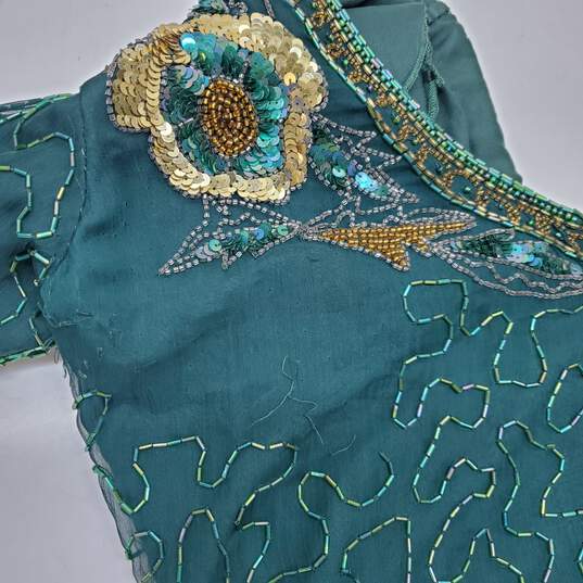 Vintage Laurence Kazar Beaded Silk Short Sleeve Dress No Size Tag image number 4