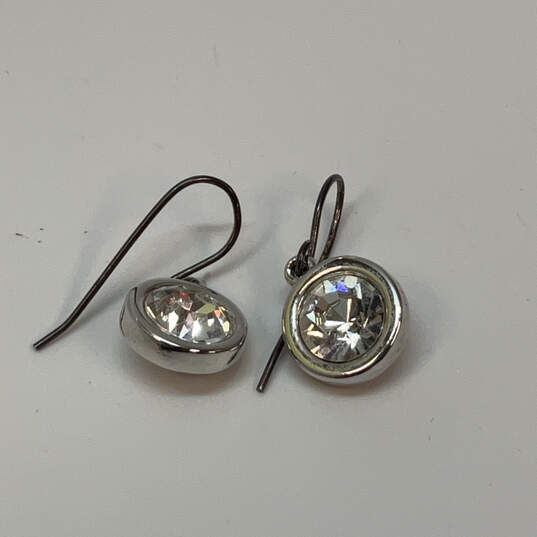 Designer Swarovski Silver-Tone Clear Crystal Cut Stone Dangle Earrings image number 3