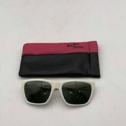 Unisex White Black Lenses UV Protection Square Sunglasses With Case