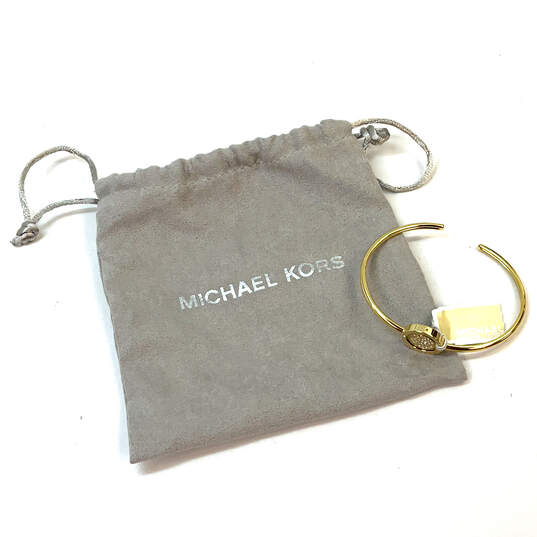 NWT Designer Michael Kors Gold-Tone Clear Rhinestone Cuff Bracelet W/ Bag image number 4