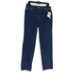 NWT Baby Phat Womens Blue Denim Dark Wash 5-Pocket Design Tapered Jeans Size 14