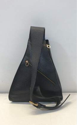 International Flyer Black Ostrich Leather Sling Backpack Bag alternative image