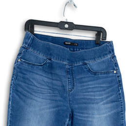 Womens Blue Denim Skinny Leg Pockets Elastic Waist Jegging Jeans Size 14