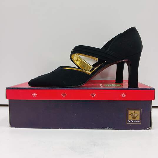 Nina Women's Black Leather Heels Size 8.5 w/Box image number 1